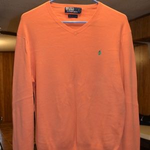 100 Percent Pima Cotton Orange V-neck Sweater